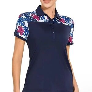 NWT MAELREG Women’s Golf Shirt Regular Fit Moisture Wicking Quick-Dry Printed XL